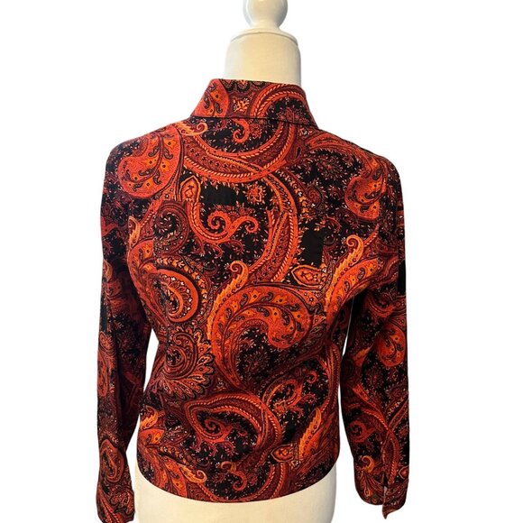 Bette & Court Red Paisley Button Up Jacket Size Small - Picture 2 of 3